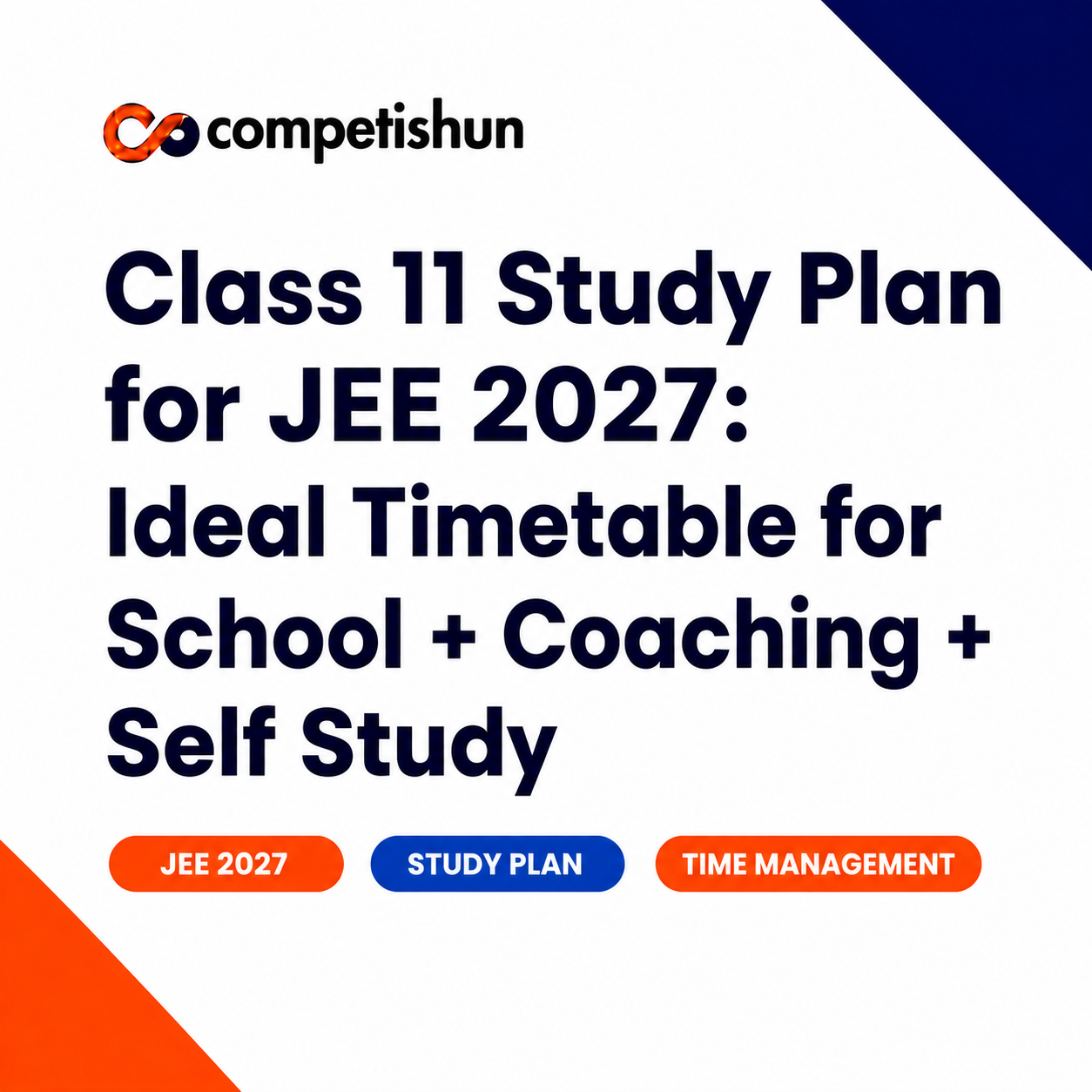 Class 11 Study Plan for JEE 2027: Ideal Timetable for School + Coaching ...
