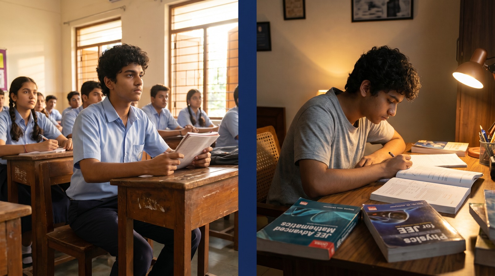 Side-by-side: School hours vs JEE evening hours