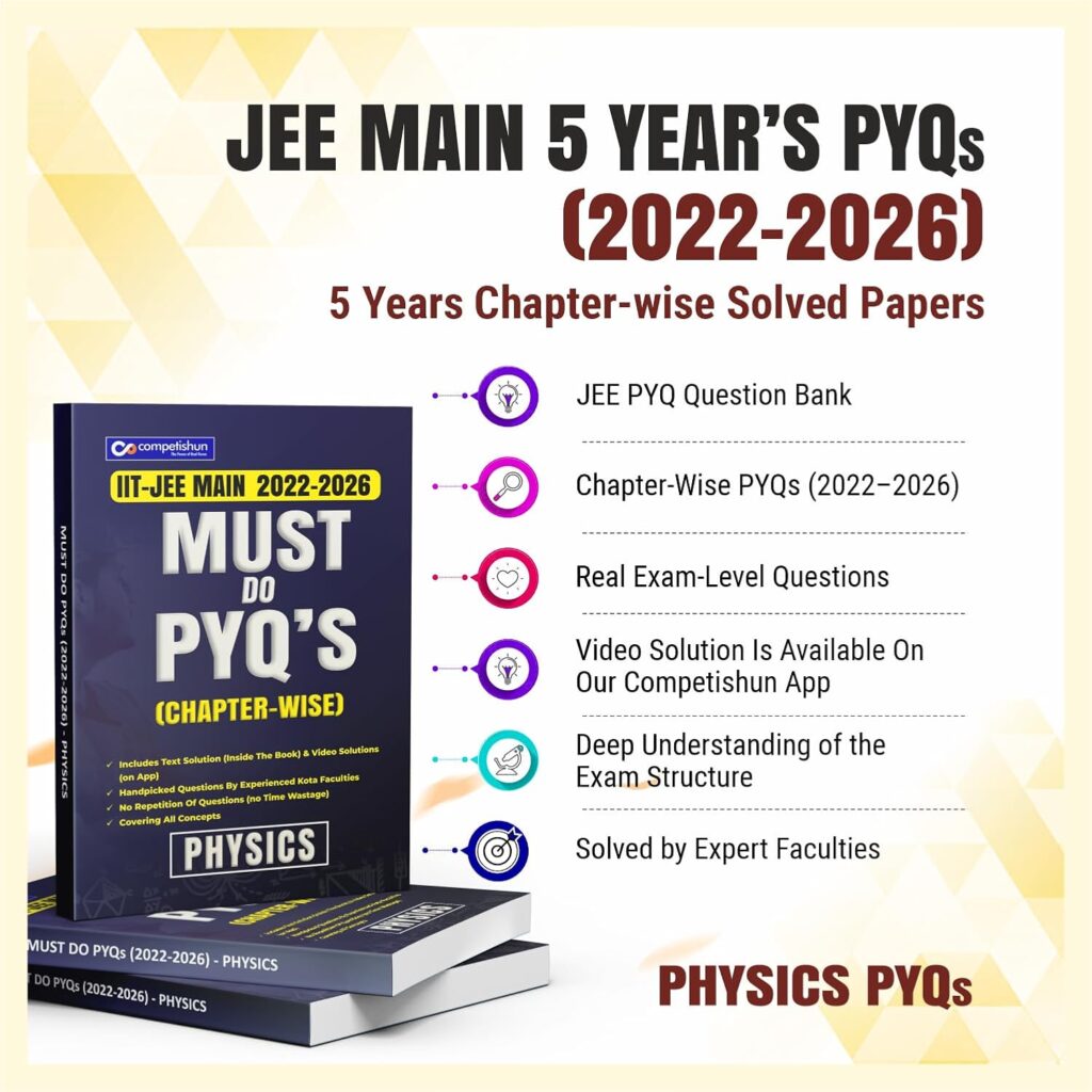 JEE Main 5 Years Physics PYQ Book 2022-2026, Chapterwise Previous Year Solved Papers with Detailed Solutions, Must Do PYQs (2022-2026)