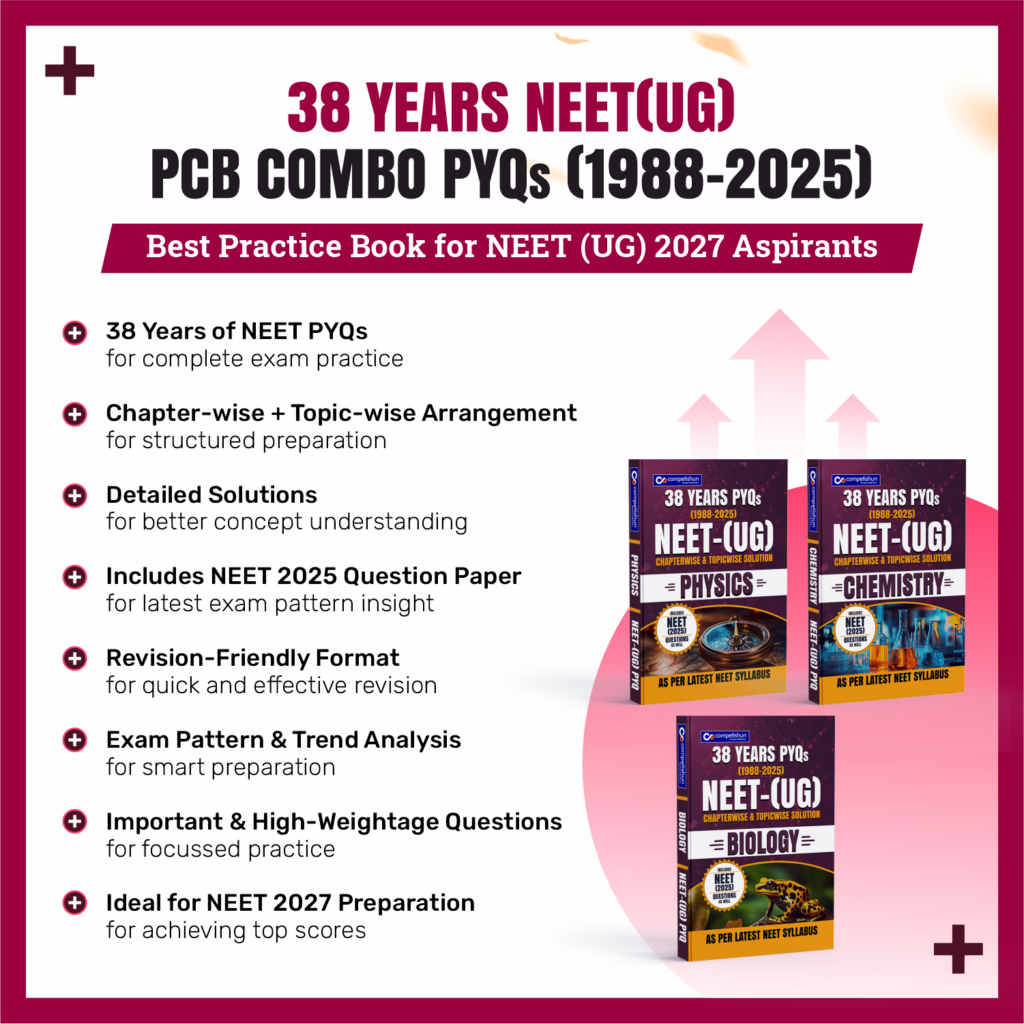NEET (UG) Physics Chemistry Biology PYQ 3 Book Combo Set, 38 Years Chapter-wise & Topic-wise Previous Year Solved Papers (1988–2025) with Detailed Solutions