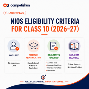 NIOS Eligibility Criteria for Class 10 (2026-27): Age Limit, Minimum Qualification, Documents and Subjects Required