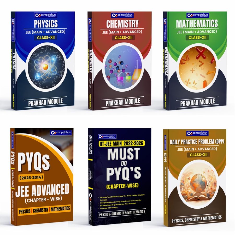 Competishun Prakhar Module Class 12 PCM books, PYQs and DPP