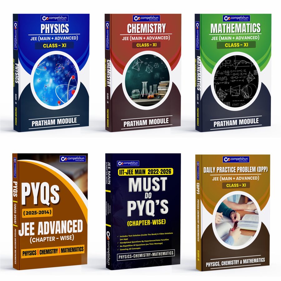 Competishun Pratham Module Class 11 PCM books, PYQs and DPP